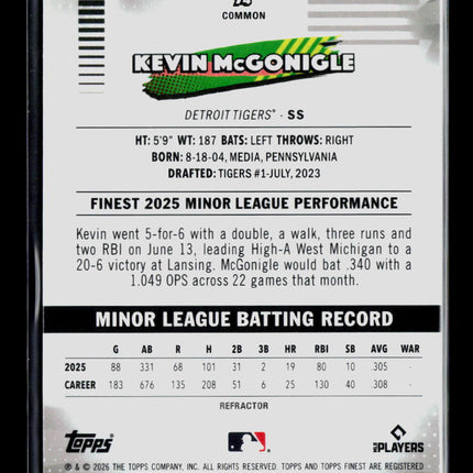 2026 Topps Finest Kevin McGonigle #74 Refractor RC