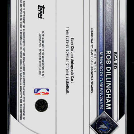 2025 Bowman Chrome Basketball Rob Dillingham #BCA-RD 09/10 Black Auto