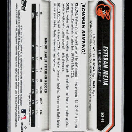 2025 Bowman Chrome Mega Box Esteban Mejia #BCP-79 Mojo Refractor