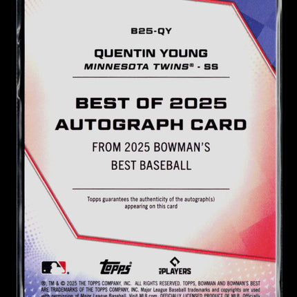 2025 Bowman's Best Baseball Quentin Young #B25-QY Green Refractor 74/99 Auto