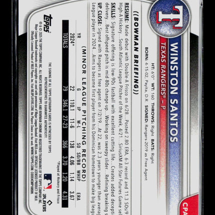 2025 Bowman Chrome Winston Santos #CPA-WS Auto