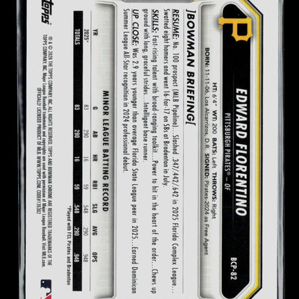 2026 Bowman Chrome Edward Florentino #BCP-82 Viper Refractor