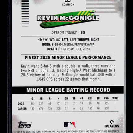 2026 Topps Finest Kevin McGonigle #74 RC Mini Diamond