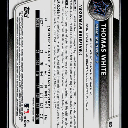 2025 Bowman Draft Chrome Thomas White #BDC-26 Yellow Sapphire 59/75