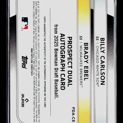 2025 Bowman Chrome Draft Brady Ebel Billy Carlson #PDA-CE 81/99 Auto