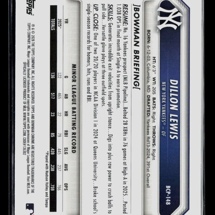 2026 Bowman Chrome Dillon Lewis #BCP-148 /350