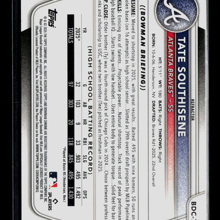 2025 Bowman Draft Chrome Tate Southisene #BDC-70 Refractor