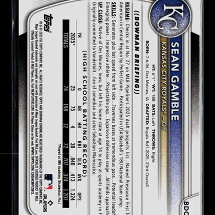 2025 Bowman Draft Chrome Sean Gamble #BDC-178 X-fractor