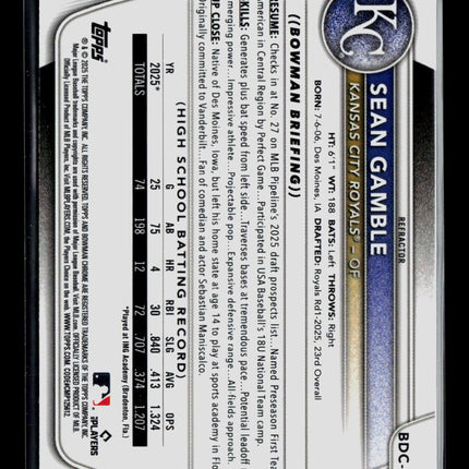 2025 Bowman Draft Chrome Sean Gamble #BDC-178 Refractor