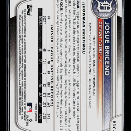 2025 Bowman Chrome Josue Briceño #BDC-60 Aqua Wave 027/128