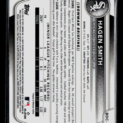 2025 Bowman Draft Chrome Hagen Smith #BDC-167 Yellow Sapphire Refractor 23/75