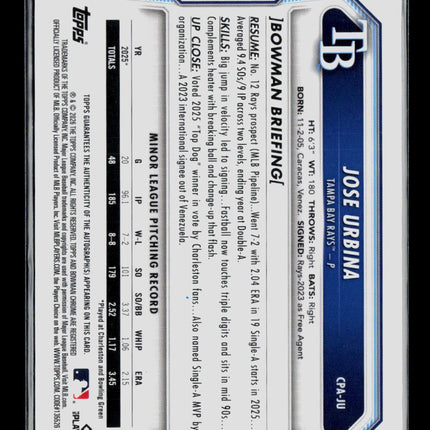 2026 Bowman Chrome Jose Urbina #CPA-JU Auto