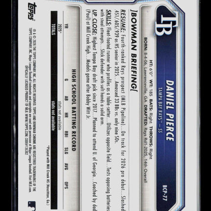 2026 Bowman Chrome Daniel Pierce #BCP-77 Gold 1st Bowman 5/50