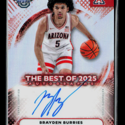 2026 Bowman University's Best Basketball Brayden Burries #BA-BB Refractor Auto
