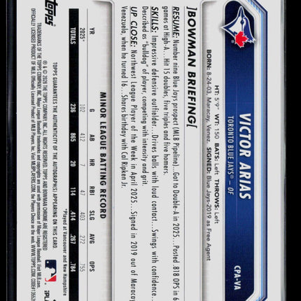 2026 Bowman Chrome Victor Arias #CPA-VA Auto