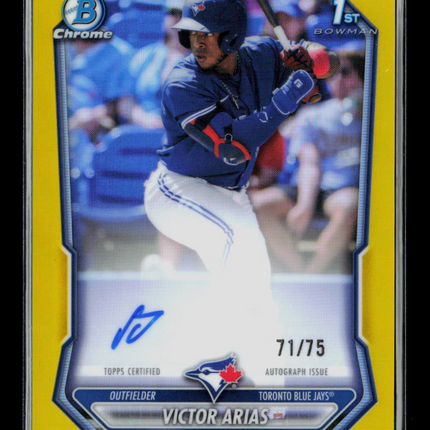 2026 Bowman Chrome Victor Arias #CPA-VA Yellow Refractor 71/75 Auto