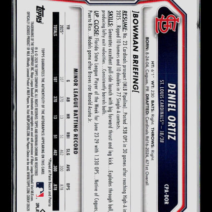 2026 Bowman Chrome Deniel Ortiz #CPA-DOR Speckle Refractor 018/299 Auto