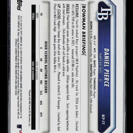 2026 Bowman Chrome Daniel Pierce #BCP-77 Lava Refractor 1st Bowman