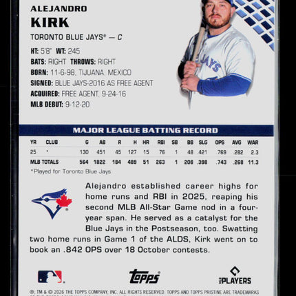 2026 Topps Pristine Alejandro Kirk #166 Purple 33/99