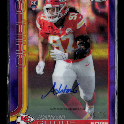 2025 Topps Chrome Ashton Gillotte #RRA-AG Purple 46/75 RC Auto