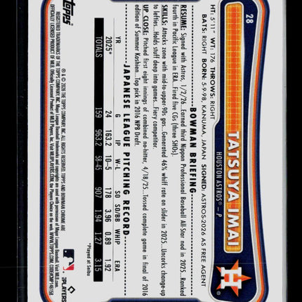 2026 Bowman Chrome Tatsuya Imai #28 RC Red
