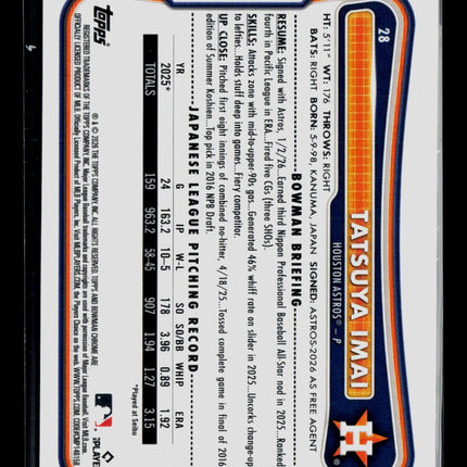 2026 Bowman Chrome Tatsuya Imai #28 RC Red