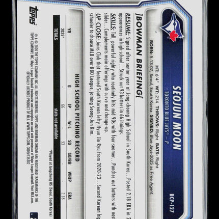 2020 Bowman Chrome Seojun Moon #BCP-127 Refractor