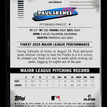 2026 Topps Finest Paul Skenes #110