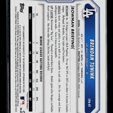 2026 Bowman Chrome Brendan Tunink #CPA-BT Purple 193/250 1st Bowman Auto