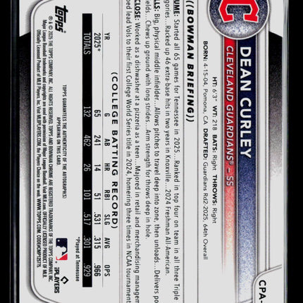 2025 Bowman Chrome Dean Curley #CPA-DC Auto