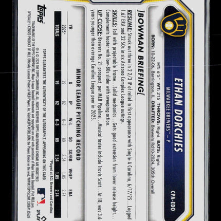2026 Bowman Chrome Ethan Dorchies #CPA-EDO Auto