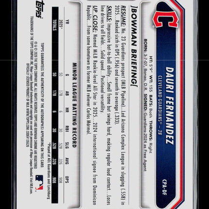 2026 Bowman Chrome Dauri Fernandez #CPA-DF Auto