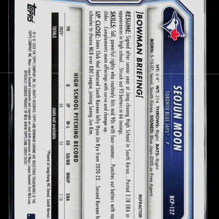 2020 Bowman Chrome Seojun Moon #BCP-127 Refractor 165/499
