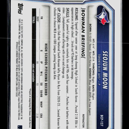 2020 Bowman Chrome Seojun Moon #BCP-127 Refractor 217/499