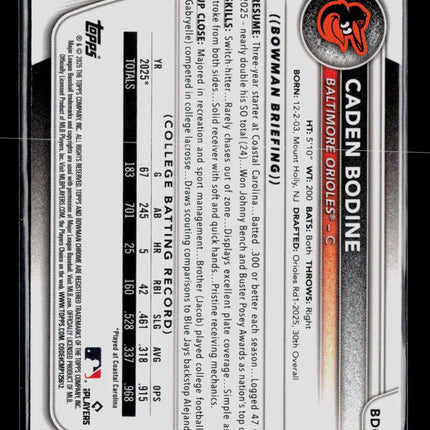 2025 Bowman Chrome Caden Bodine #BDC-63 Green Grass /99