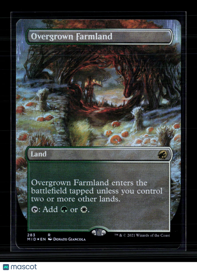 MTG Overgrown Farmland (Borderless) Innistrad: Midnight Hunt R • 283 Foil