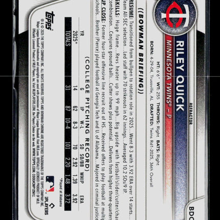 2025 Bowman Chrome Riley Quick #BDC-23 Refractor