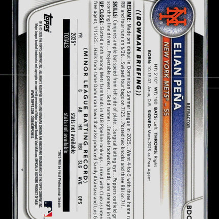 2025 Bowman Chrome Elian Pena #BDC-115 Refractor