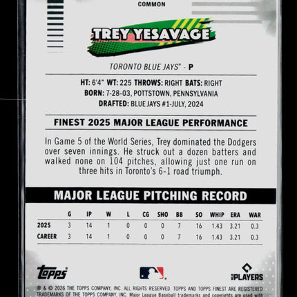 2026 Topps Finest Trey Yesavage #96 RC Min Diamond