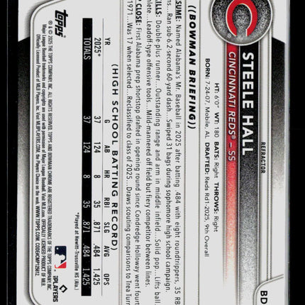 2025 Bowman Draft Chrome Steele Hall #BDC-20 Refractor