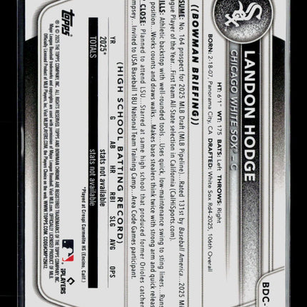 2025 Bowman Draft Chrome Landon Hodge #BDC-93 Blue Geometric 050/150