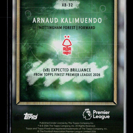 2026 Topps Finest Expected Brilliance Arnaud Kalimuendo Gold Refractor 04/50