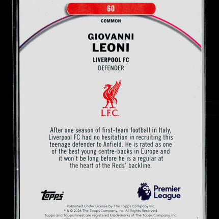 2026 Topps Finest Giovanni Leoni #60 Purple 124/150 RC