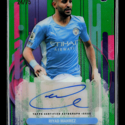2026 Topps Finest Premier League Riyad Mahrez #FA-RM Green Refractor 24/75 Auto
