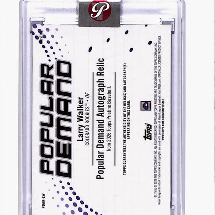 2026 Topps Pristine Popular Demand Larry Walker #PDAR-LW 81/99 Patch Auto