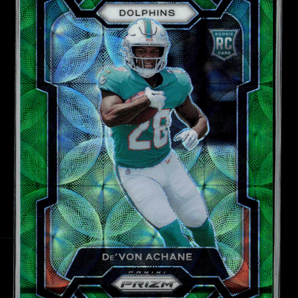2023 Panini Prizm Football De'Von Achane #365 Green Pulsar RC 34/75