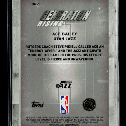 2025 Topps Chrome Generation Rising Ace Bailey #GR-5 RC