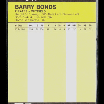 1986 Fleer Update Barry Bonds #U-14