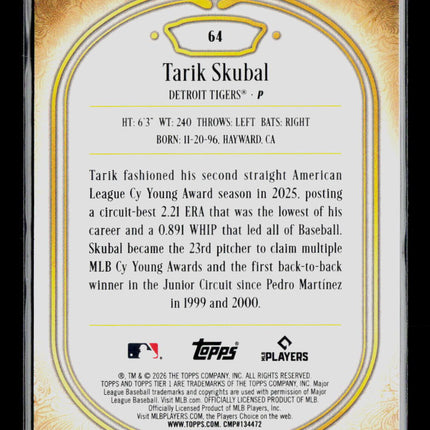 2026 Topps Tier One Tarik Skubal #64 Green 21/40