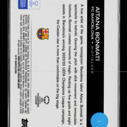 2025 Topps Chrome UEFA Aitana Bonmatí #1 Orange Refractor 21/25